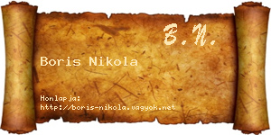 Boris Nikola névjegykártya